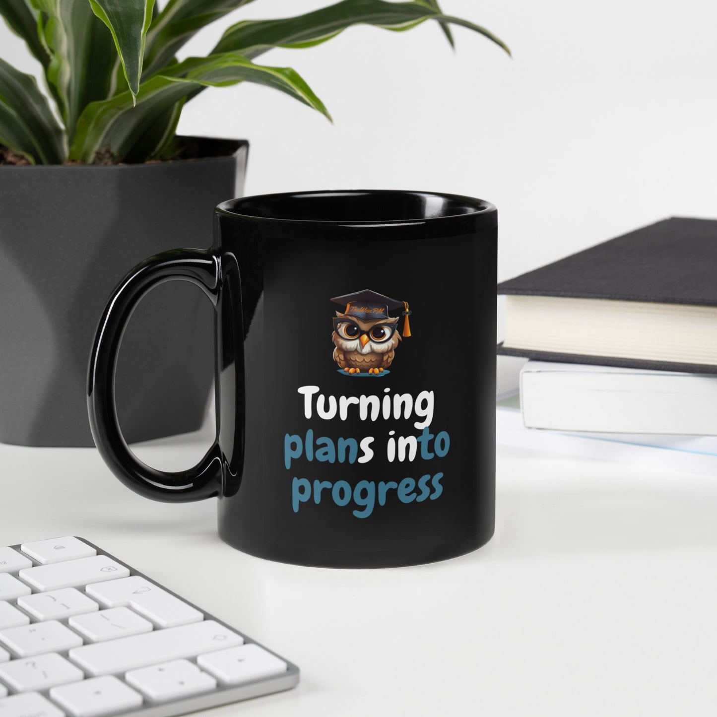 The WisePM Black Glossy Mug